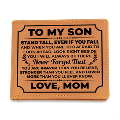 To My Son Stand Tall (Black) – Leather Wallet